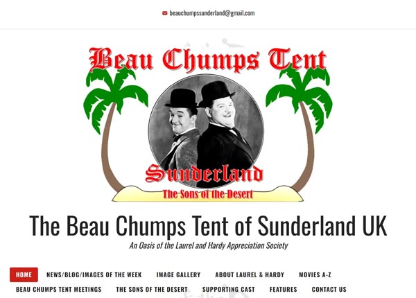 The Beau Chumps Sunderland Laurel and Hardy website home page.