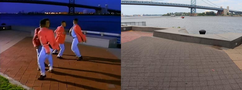 A scene from the Boyz II Men music video Motownphilly.