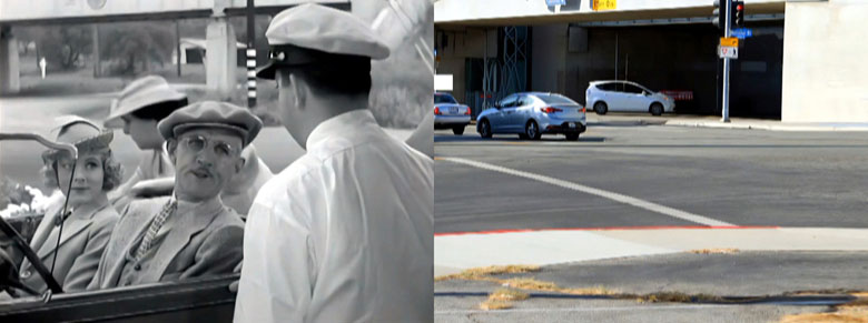 Filming location then and now from the Charley Chase movie On The Wrong Trek