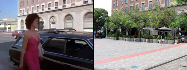 Filming location then and now comparison from the Charlie's Angels episode Angels On The Street.