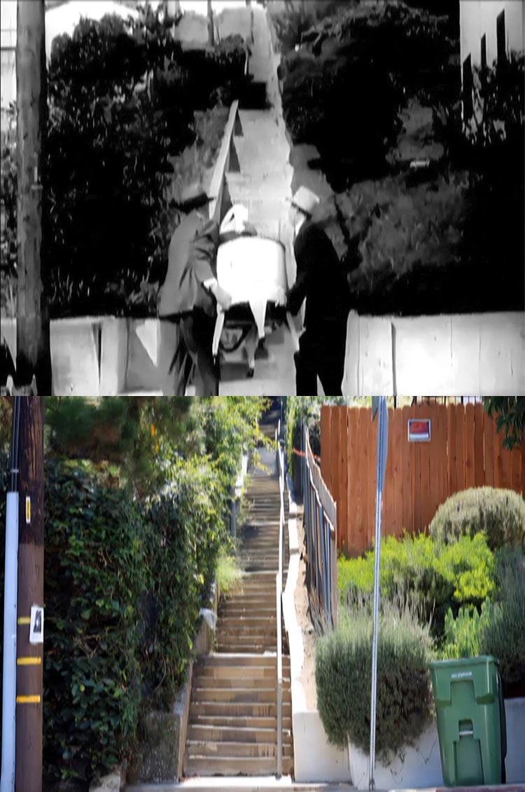 A then and now filming location photo from the Edgar Kennedy movie It's Your Move.