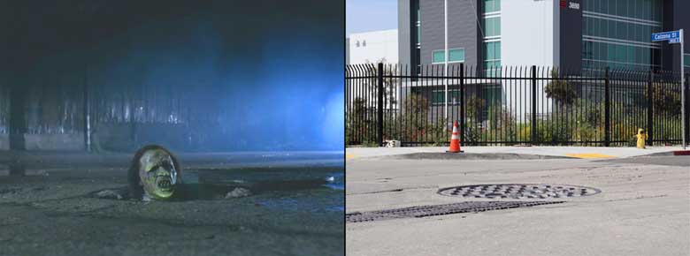 Filming location then and now from the music video Thriller.