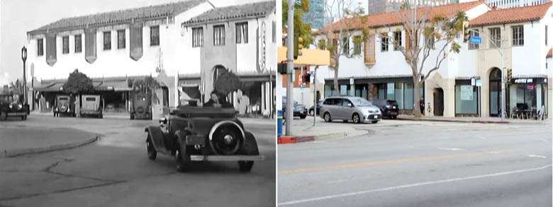 Thelma Todd and Patsy Kelly driving through the Westwood Village neighborhood of Los Angeles in 1933
