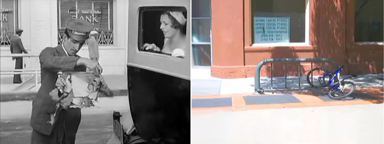 Then and now look at a scene from the movie Hot Spot starring Billy Gilbert and Ben Blue