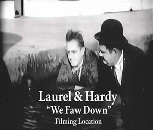 Title card from the Laurel and Hardy movie We Faw Down.