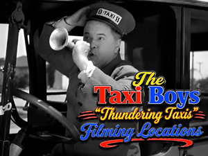 Title card from the movie Thundering Taxis from The Taxi Boys series.